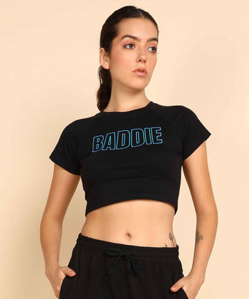 Baddie Crop Top - Black and Blue